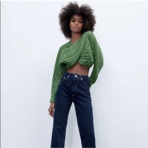 Zara Cable Knit Wrap Cropped Sweater - NWT